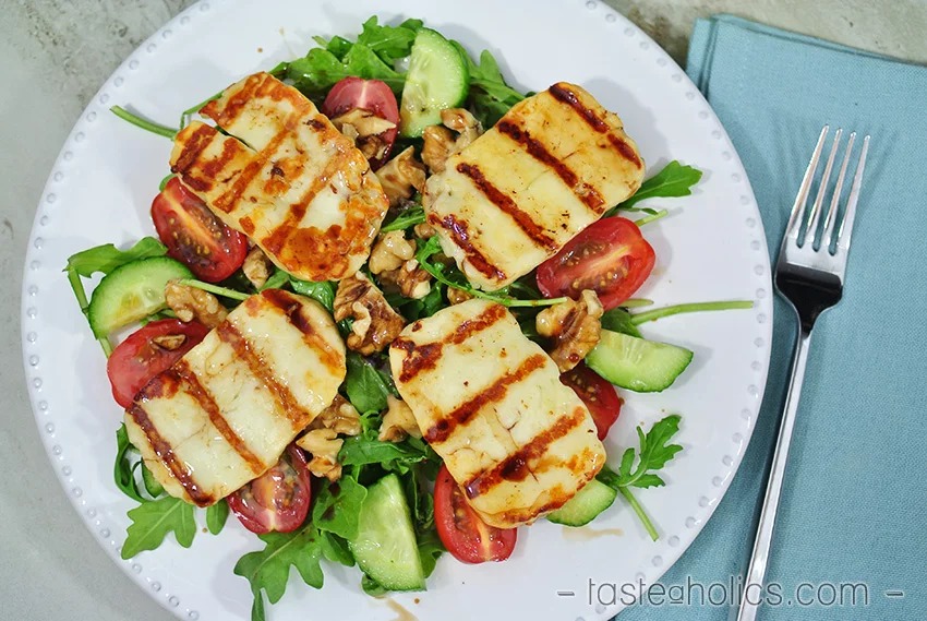 Grilled Halloumi Salad Keto Vegetarian Recipe
